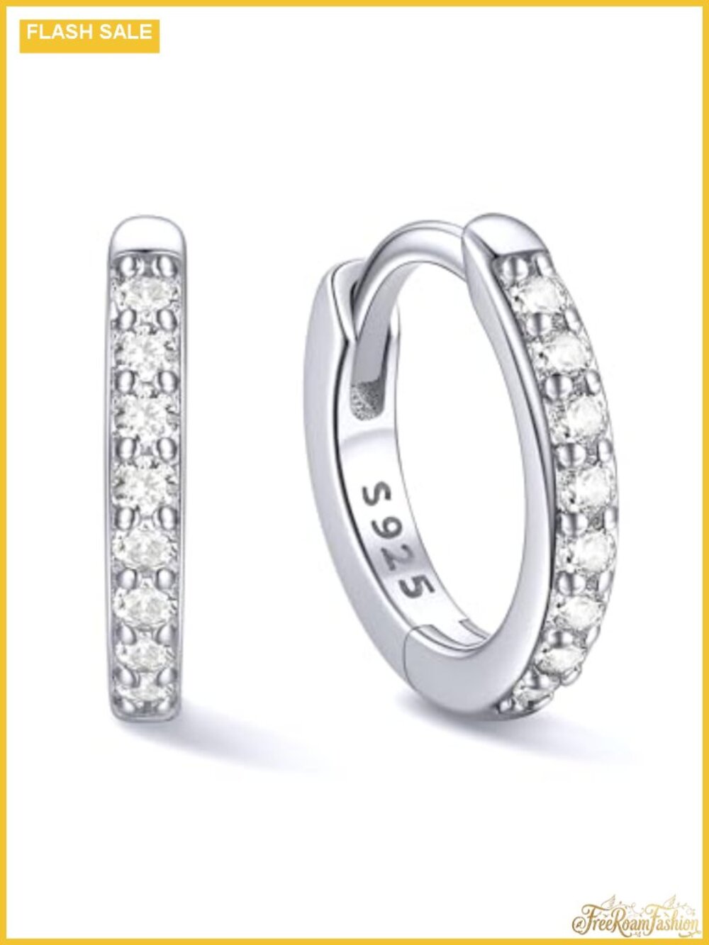 925 Sterling Silver Huggie Earrings 14K Gold Plated Hypoallergenic Cubic
